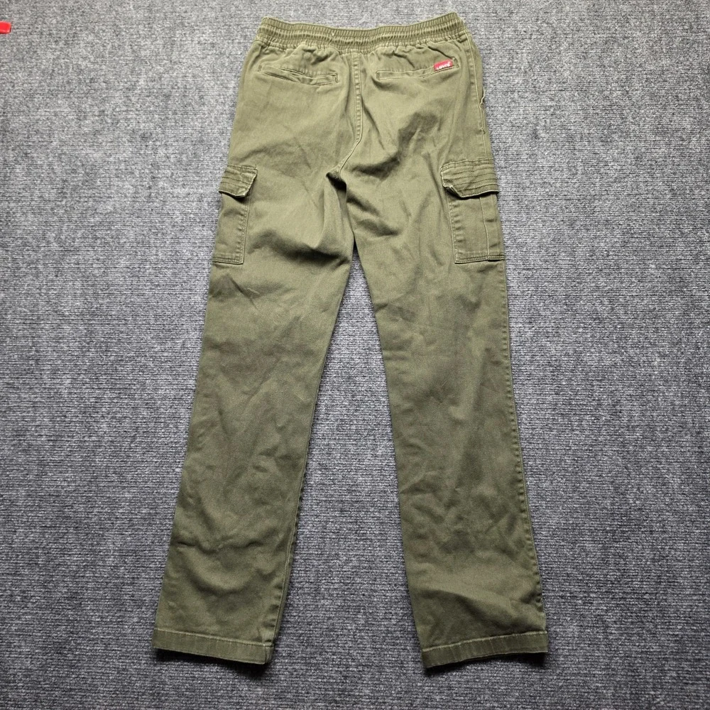 Levi's Boys Size 14 Olive Green Pull-On Cargo Pants Elastic Waist Stretch Twill